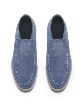 PORTO MARINE Men's Suede Slip-On Loafers in Slate Blue